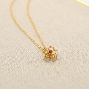 Gold Plated Rose Pendant Necklace